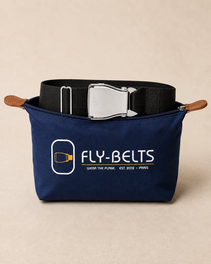 Marineblauw nylon etui van Fly-Belts, riem POLAR zwart